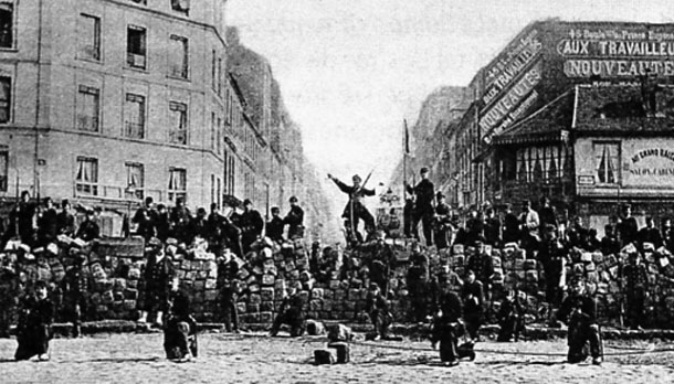 Barricade on a street in Paris.