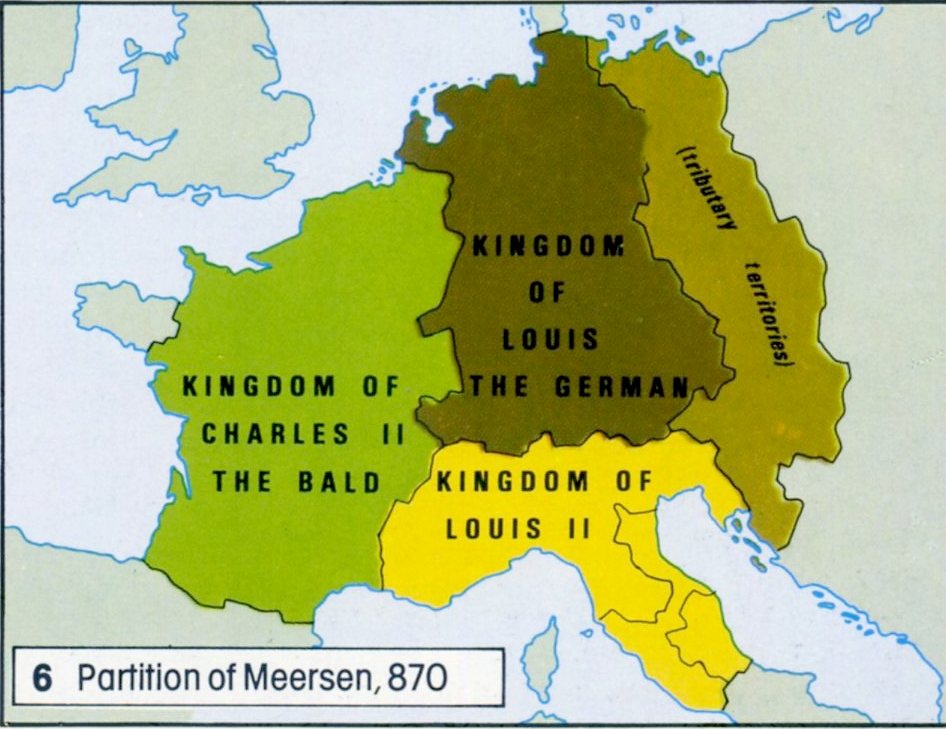 The Carolingian kingdoms, 870