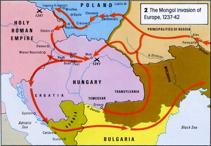 The Mongol invasion of Europe, 1241-1242.