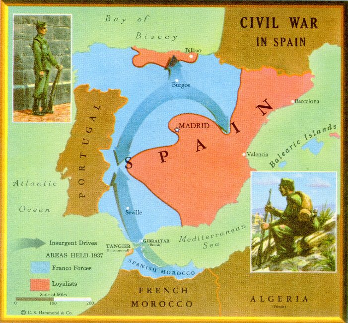 Map of the Spanish Civil War.