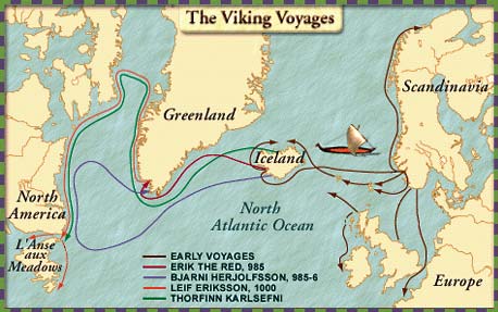 Map of the Viking voyages.