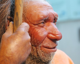 An up-to-date Neanderthal statue