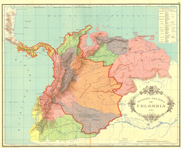 Map of Gran Colombia.