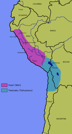 Map of the Huari and Tiahuanaco states.