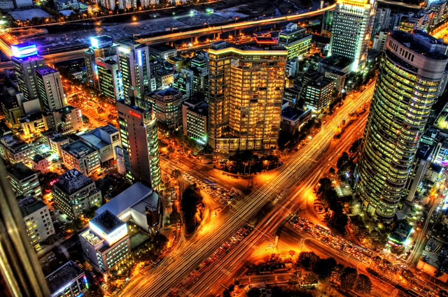 Gangnam seen at night.