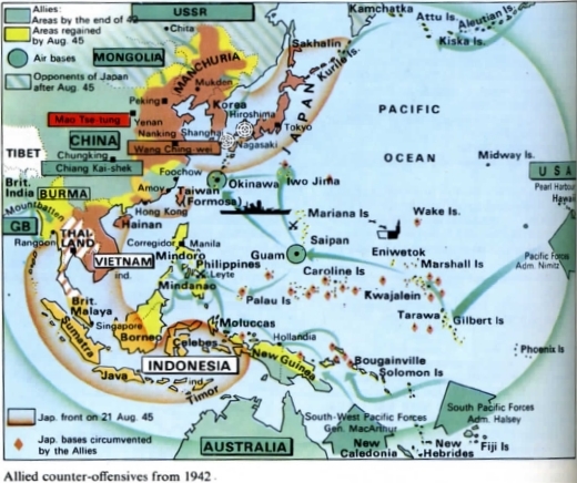 Allied counter-offensives against Japan, 1942-45.