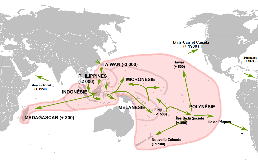 Map of the Austronesian/Polynesian migration.