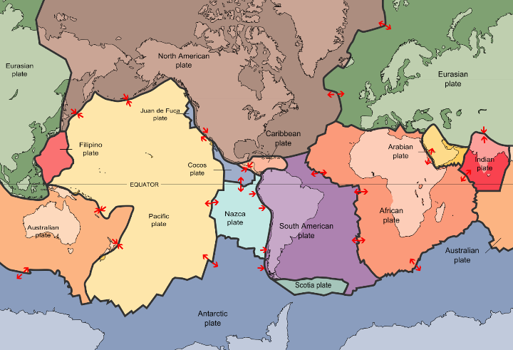 Map showing plate tectonics.