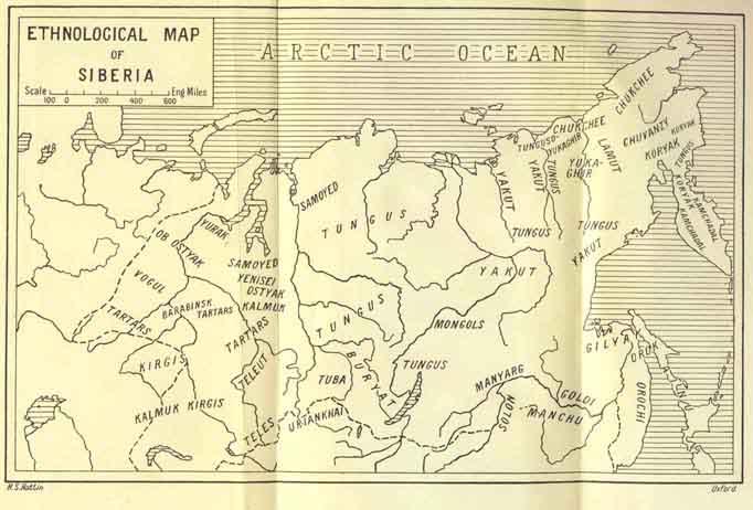 Map of Siberian ethnic groups.